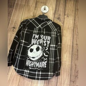 NWT UpCycled Graphic Flannel Jack Skeleton Graphic Flannel Size Petite Medium